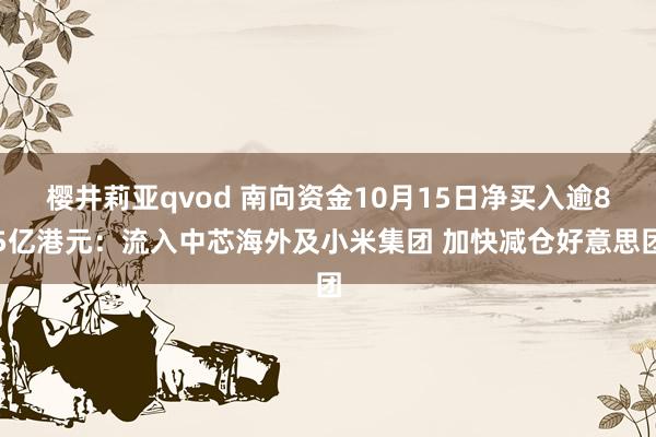 樱井莉亚qvod 南向资金10月15日净买入逾85亿港元：流入中芯海外及小米集团 加快减仓好意思团
