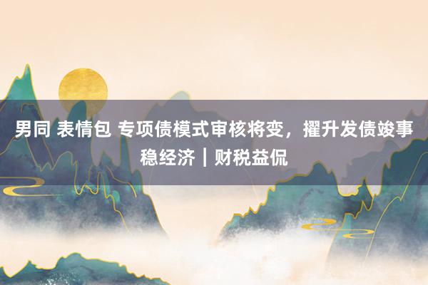 男同 表情包 专项债模式审核将变，擢升发债竣事稳经济︱财税益侃