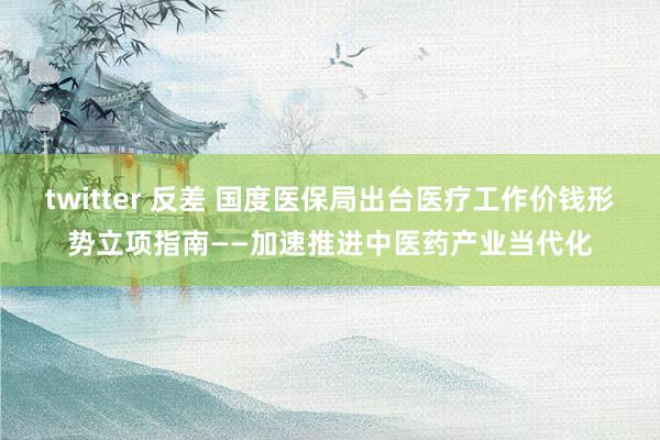 twitter 反差 国度医保局出台医疗工作价钱形势立项指南——加速推进中医药产业当代化
