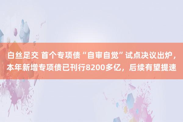 白丝足交 首个专项债“自审自觉”试点决议出炉，本年新增专项债已刊行8200多亿，后续有望提速